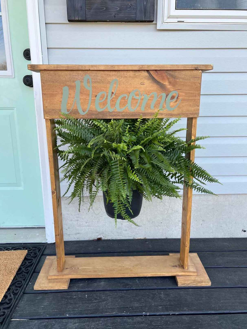 Planter Hanger Stand 'Welcome"