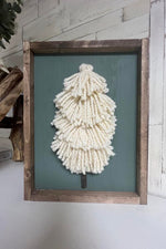 Yarn Christmas Trees on Framed Wood 17.5"X13.5